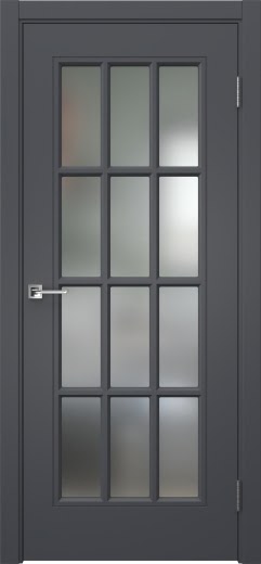 Межкомнатная дверь Мриба 12 эмаль графит, сатинат с решеткой