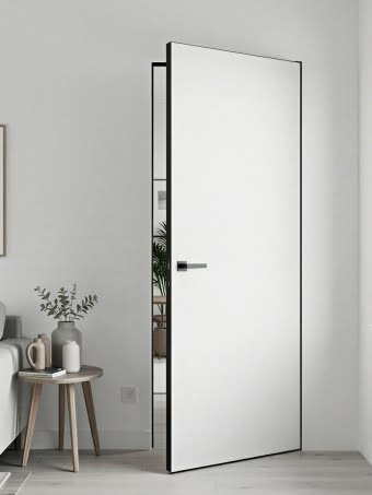 Скрытая дверь Invisible экошпон аляска, черная кромка с 4 сторон — 5021
