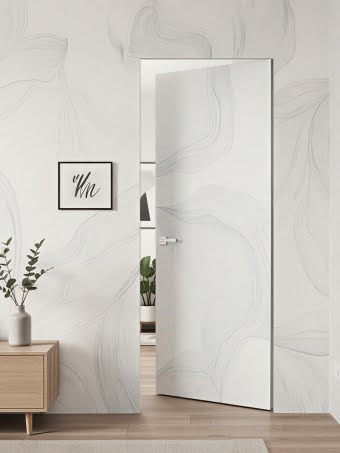 Скрытая дверь Invisible Reverse под обои, алюминиевая кромка с 3 сторон — 5018