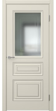 Межкомнатная дверь Скандинавия 4 эмаль RAL 9001 патина серебро, матовое стекло — 0505