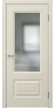Кремовая межкомнатная дверь, Скандинавия 6 (эмаль RAL 9001, со стеклом)